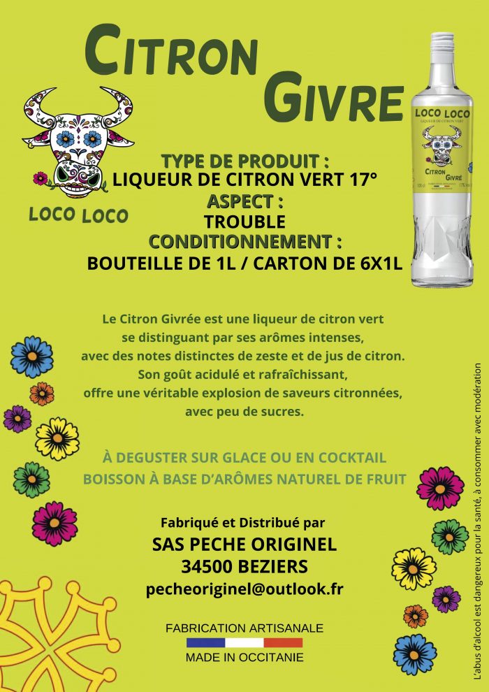 "CITRON GIVRÉ" Liqueur de Citron Vert - 100cl - Loco Loco. – Image 2